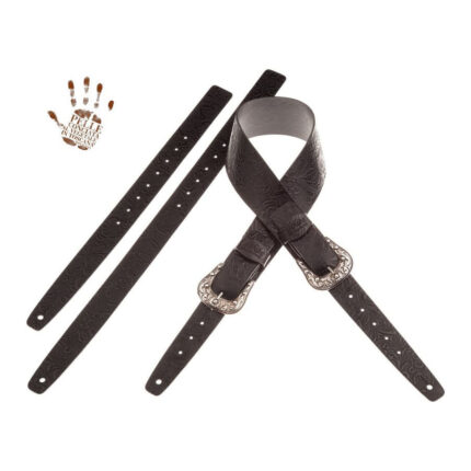 Twin Buckle TC Embossed Flores Nero 7 cm